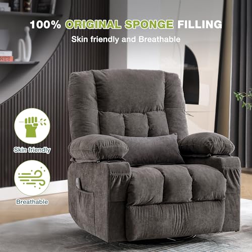 Oversized Swivel Rocker Recliner Chair with Massage and Heat C985276