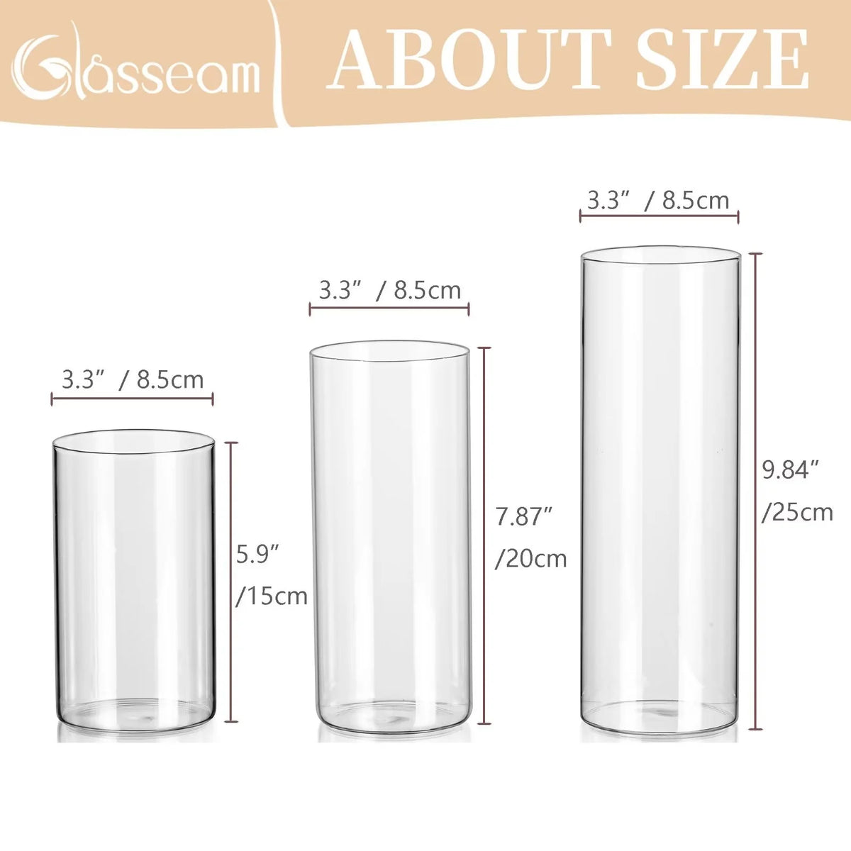 Glass Cylinder Vase Set of 24 U976