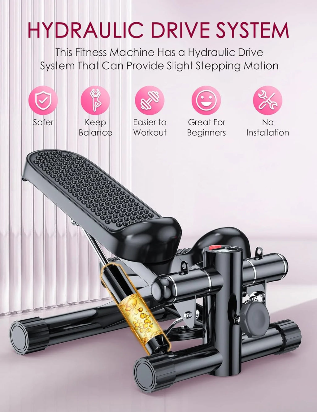 Stair Stepper with Resistance Bands and Digital Monitor N18802