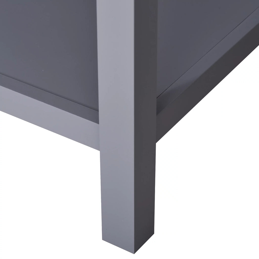 Accent End Table with Gray Tabletop, Storage Drawer, and Bottom Shelf O399