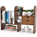 Bamboo Desktop Bookshelf Bookcase with 2 Drawers O7197