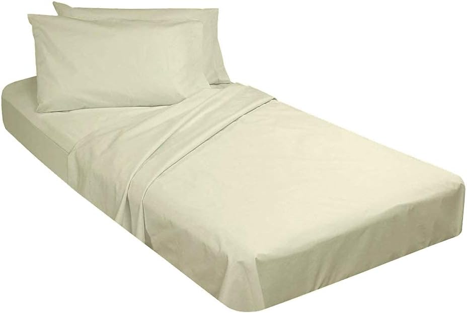 Ivory Solid Cotton Fitted Cot Sheet 4 Piece V6584