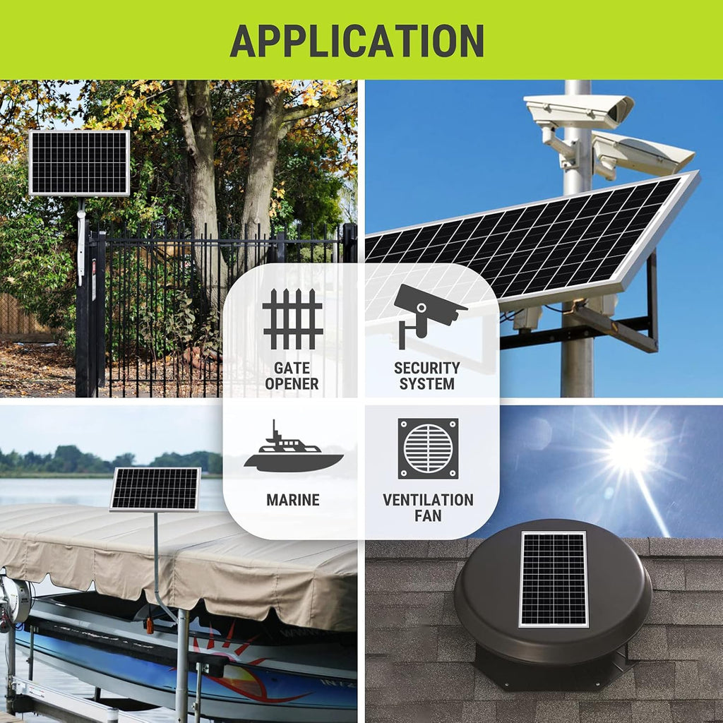 30W 24V Mono Solar Panel with 10A PWM Charge Controller and Battery Cable M6465