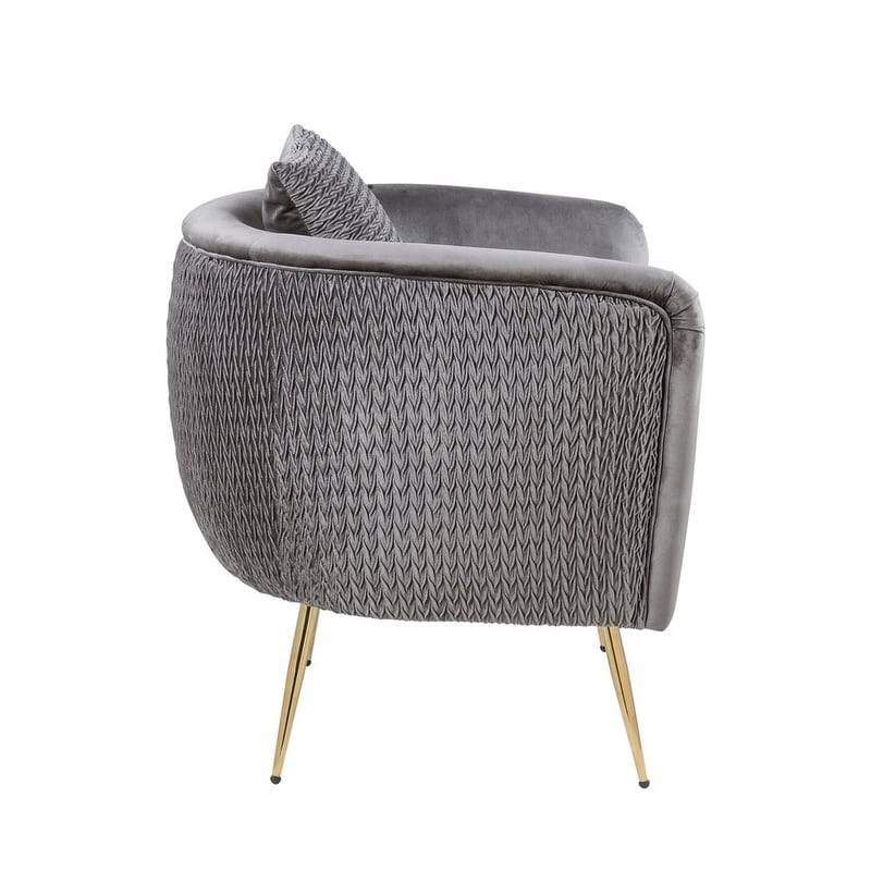 Blush Pink Velvet Barrel Accent Chair with Metal Legs F457