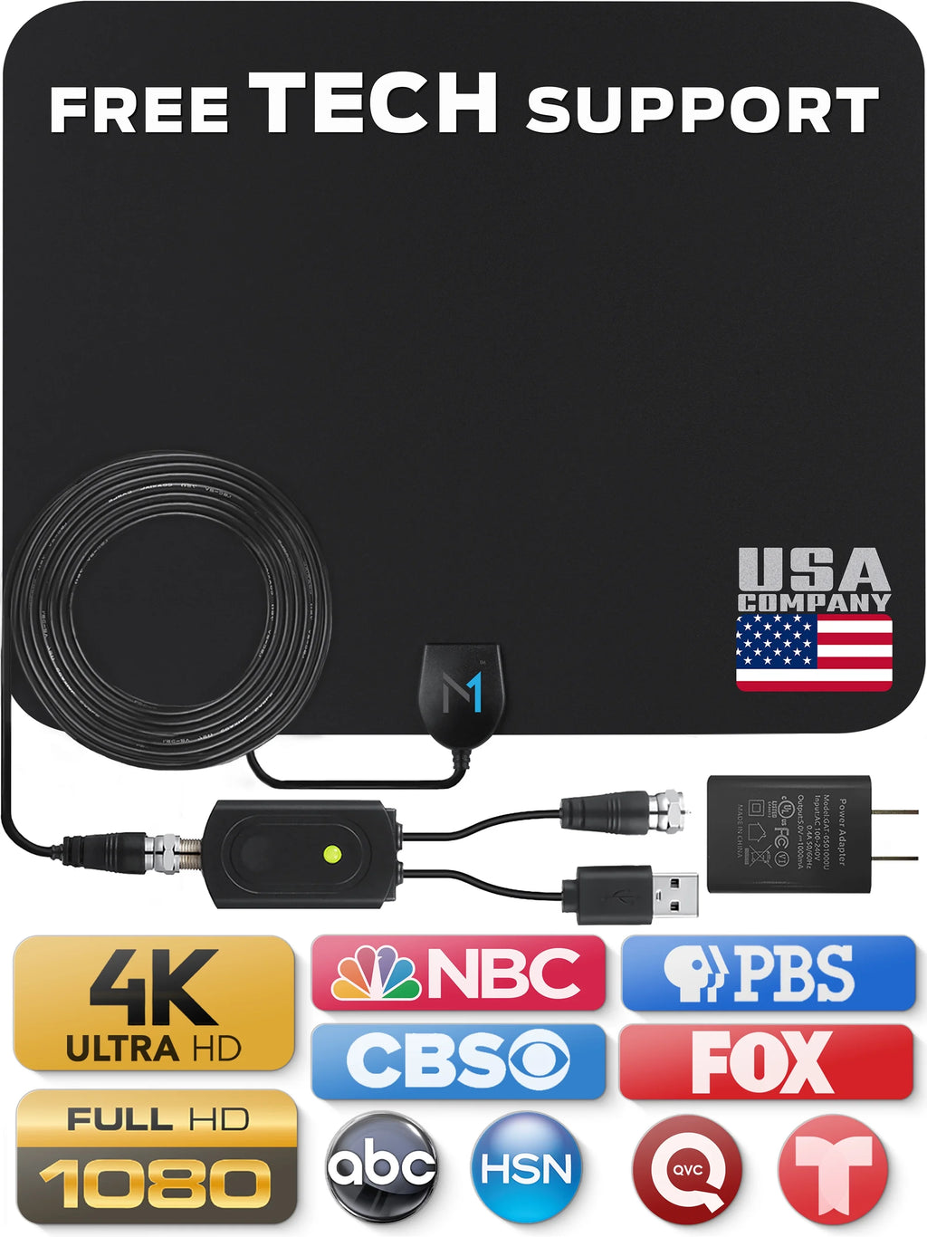 HDTV Indoor Antenna with 16.5 ft Coax Cable F80345