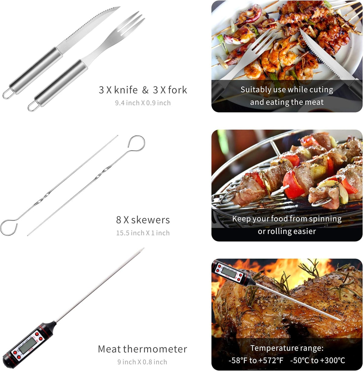32 PCS BBQ Grill Tool Set with Thermometer in Heavy Duty Aluminum Case N872