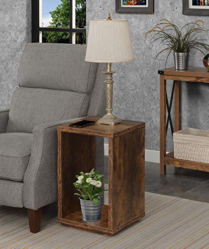 White Faux Marble End Table with Shelf Z9408