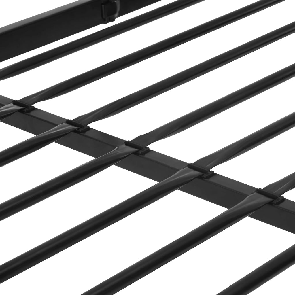 Black Metal Twin over Twin Quad Bunk Bed with Ladder and Guardrails Z667735