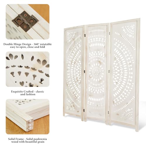 Wood Carved Folding Room Divider Screen 6 Panels F9122