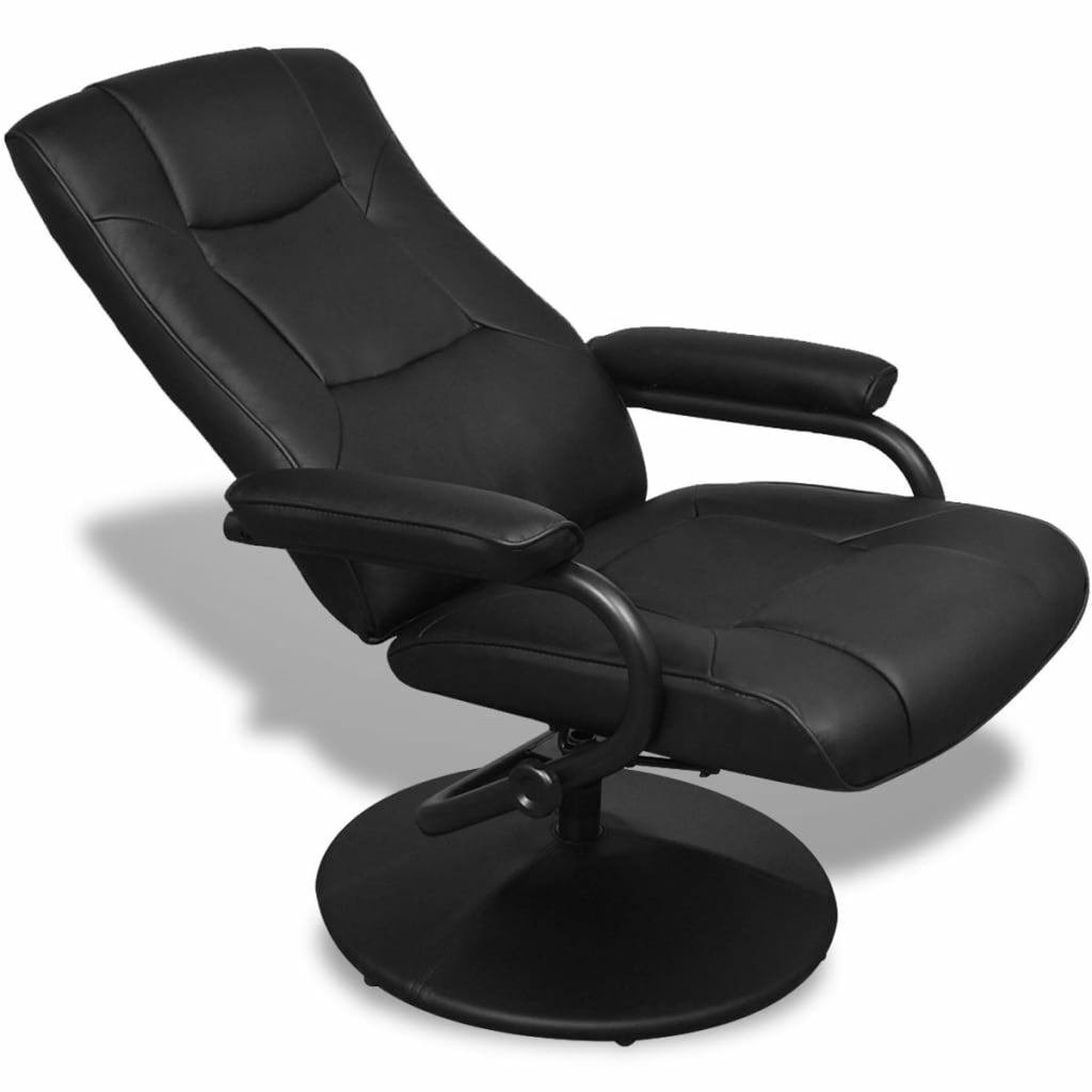 Black Faux Leather Adjustable Recliner Chair with Footstool O6368