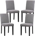 Gray Set of 4 Fabric Padded Dining Chairs with Solid Wooden Legs B35756
