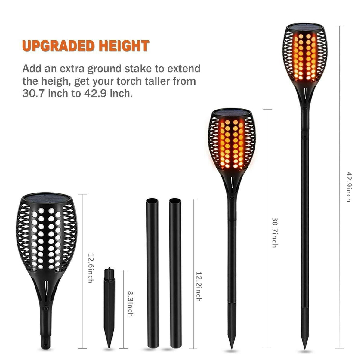 Solar Torch Lights Waterproof Flickering Flame Torches X490