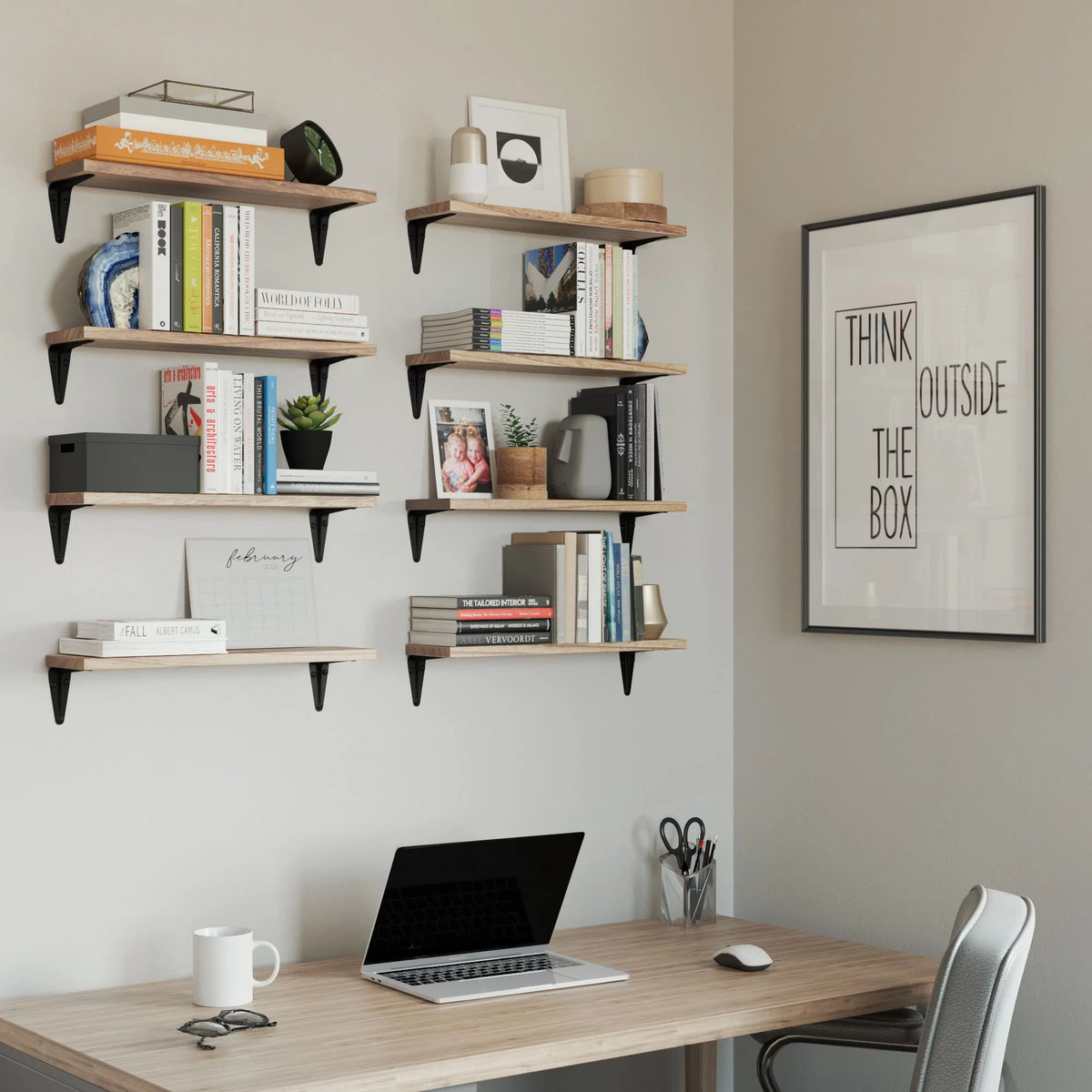 Set of 8 Black Floating Shelves A691845