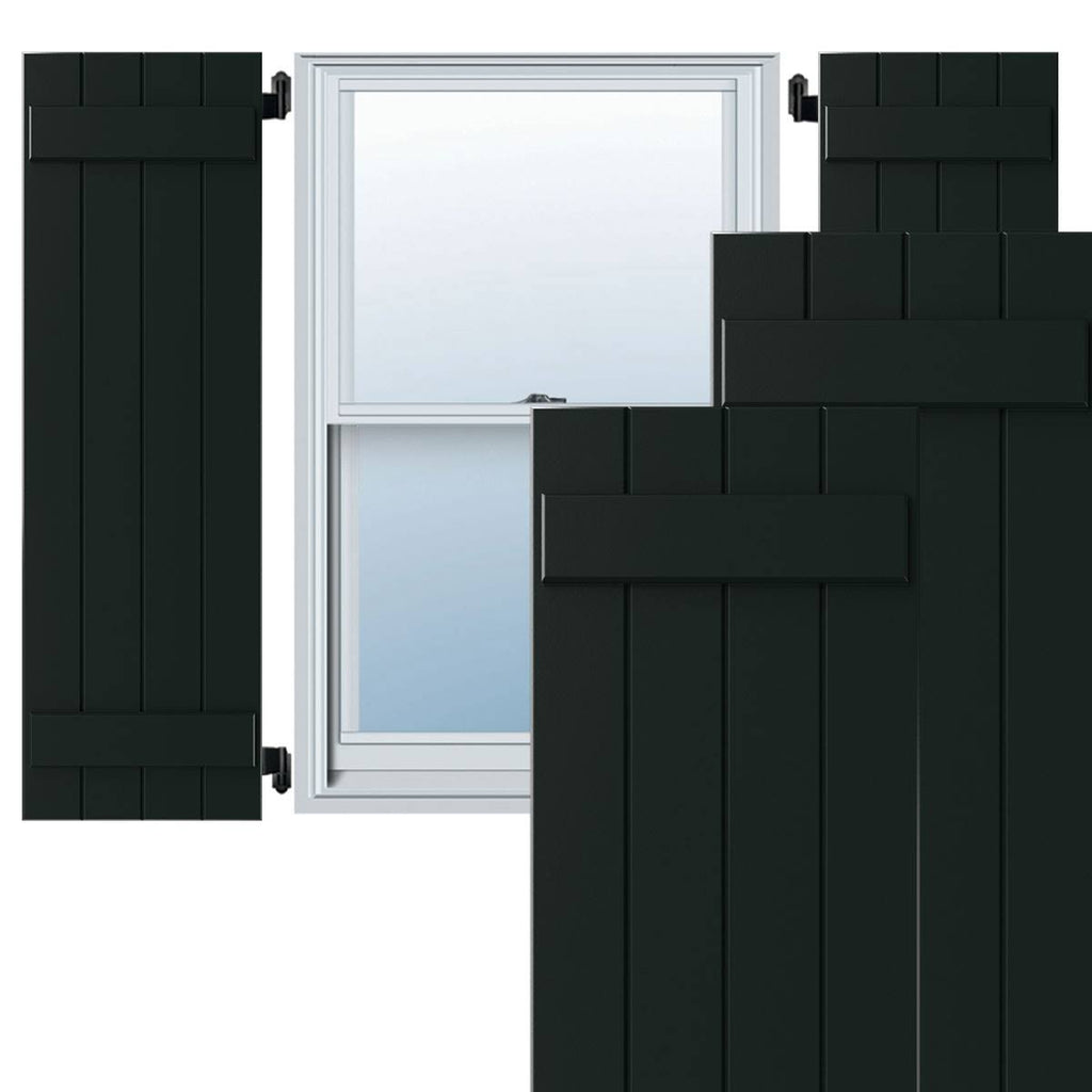 Black Composite Board-n-Batten Shutters (Per Pair) F738