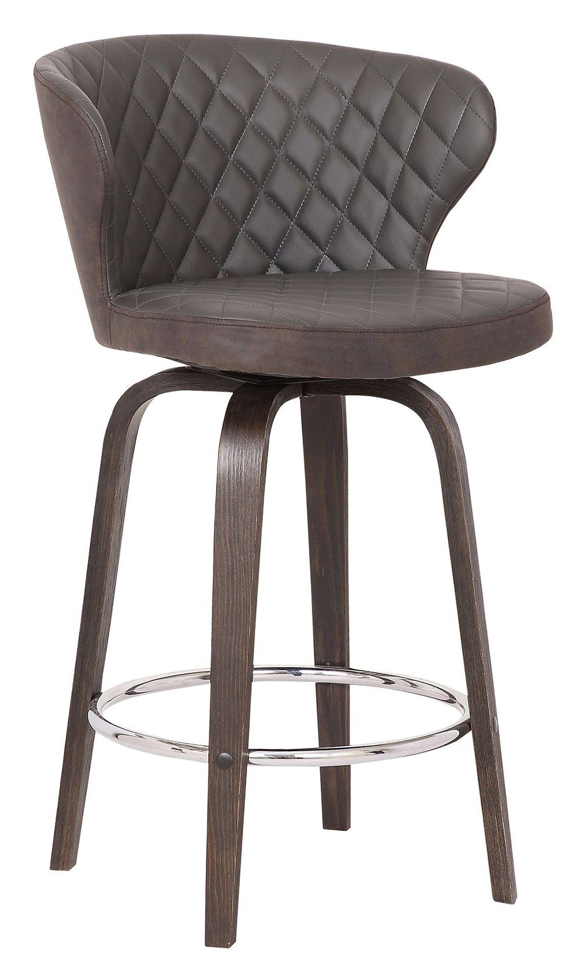 Brown Faux Leather Swivel Bar Stool E6611