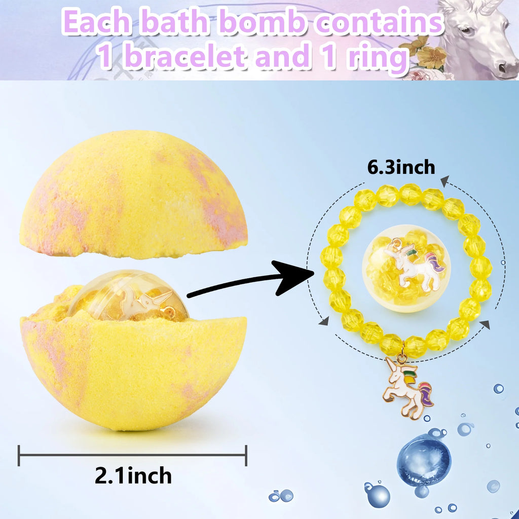 6 Large Organic Bath Bombs with Bracelets Toys for Kids E540