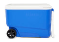 38 QT. Hard-Sided Ice Chest Cooler with Wheels, Blue I1878