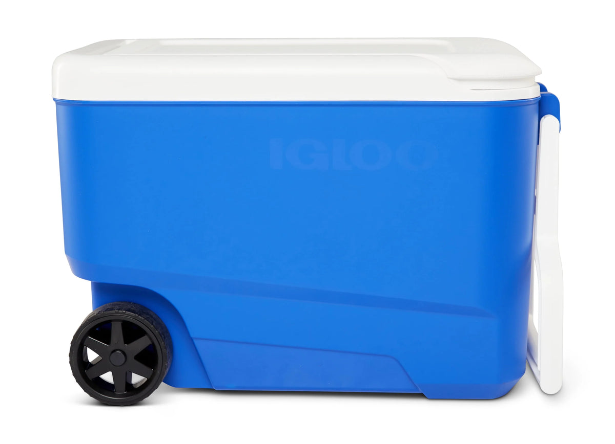 38 QT. Hard-Sided Ice Chest Cooler with Wheels, Blue I1878