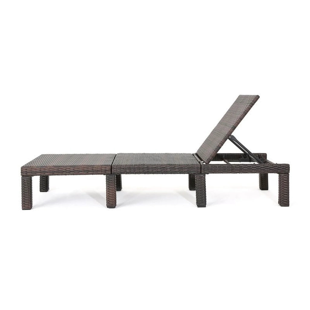 MultiBrown Wicker Chaise Lounge with Orange Cushion K5178