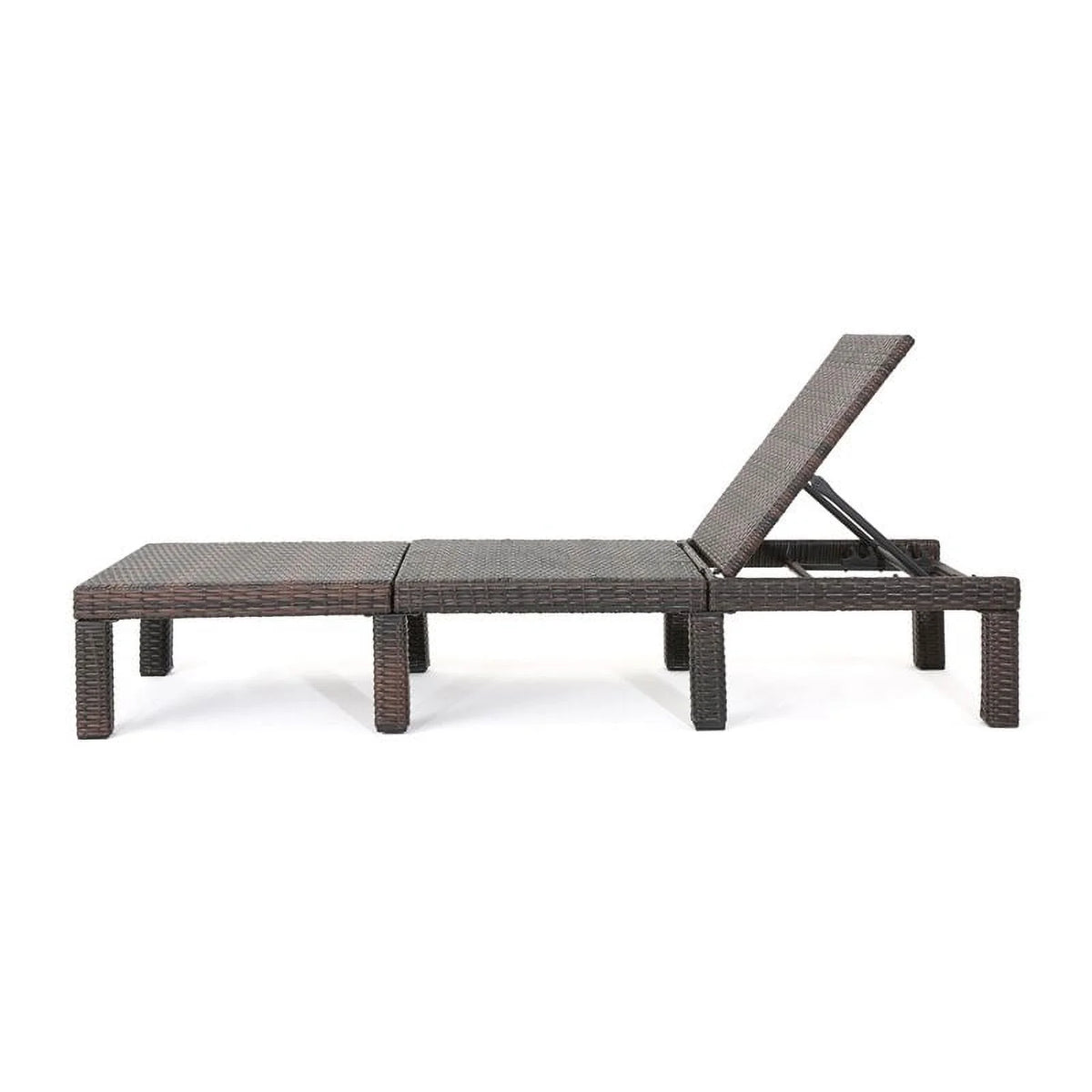 MultiBrown Wicker Chaise Lounge with Orange Cushion K5178