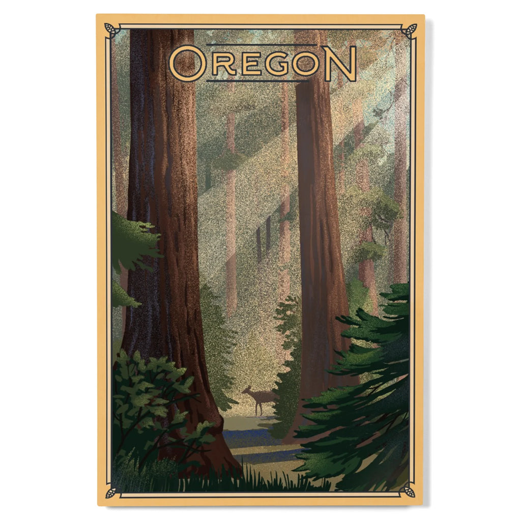 Deer in Forest Birch Wood Wall Sign 12x18 W774
