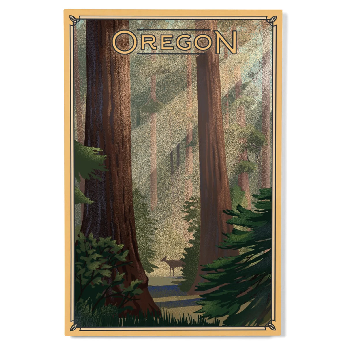 Deer in Forest Birch Wood Wall Sign 12x18 W774