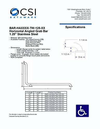 Oil Rubbed Bronze Bathroom Safety Bar Z40108