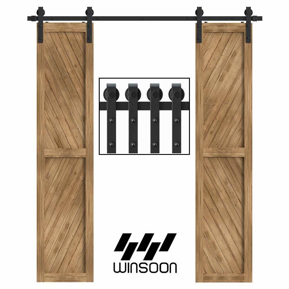 Sliding Barn Wood Door Hardware Kit Black 6ft V2373