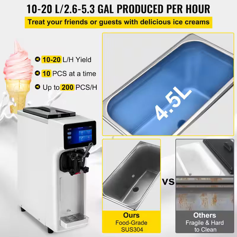 Commercial Soft Serve Ice Cream Maker 1000 Watt Countertop F58578