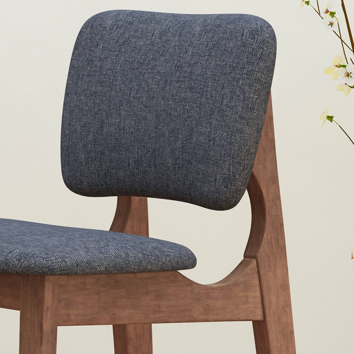 Wooden Bar Chair with Fabric Seats (Set of 2), Charcoal and Walnut Finish P918