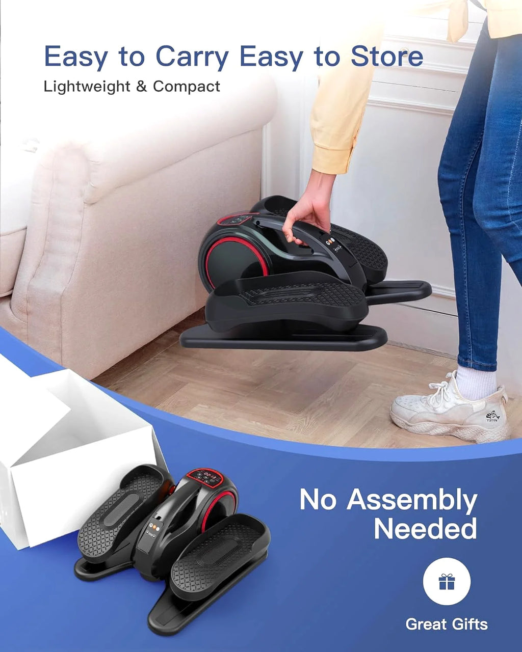 Under Desk Elliptical with Remote Control & Non-Slip Pedals J510880