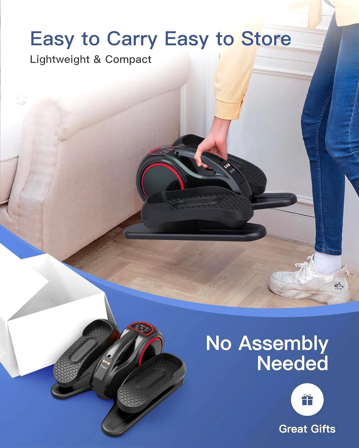 Under Desk Elliptical with Remote Control & Non-Slip Pedals J510880