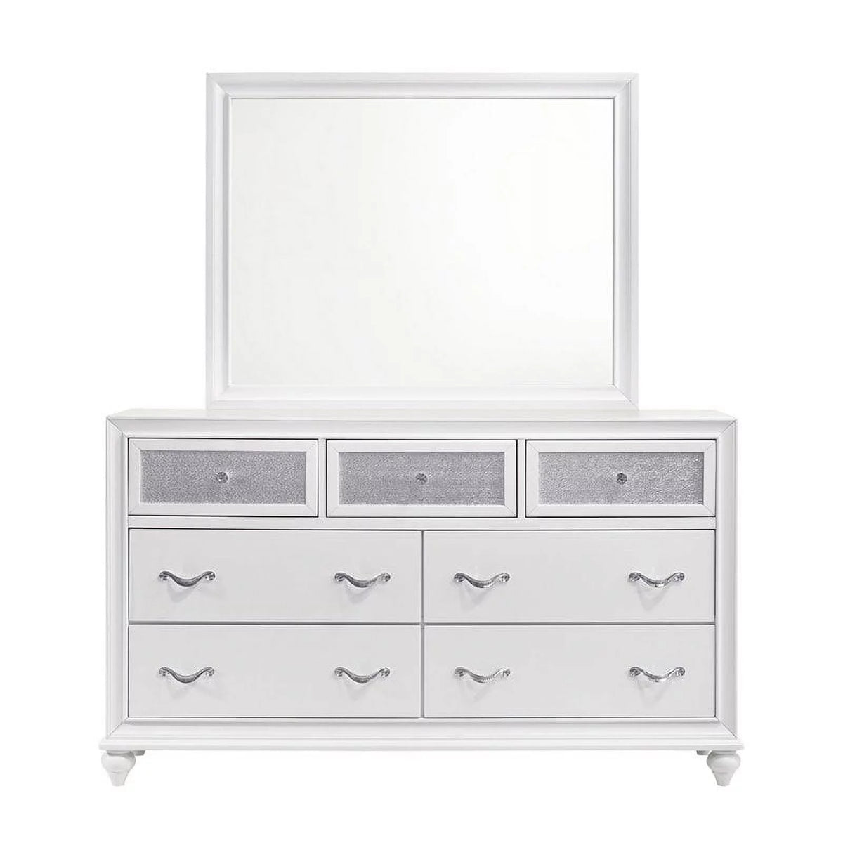 White Upholstered Tufted Bedroom Set Y947541