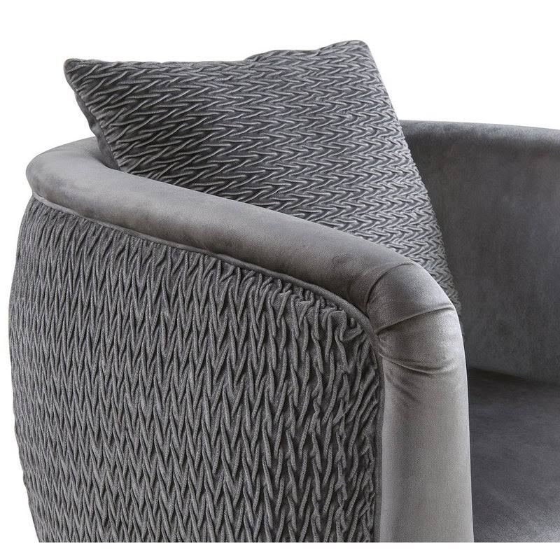 Blush Pink Velvet Barrel Accent Chair with Metal Legs F457