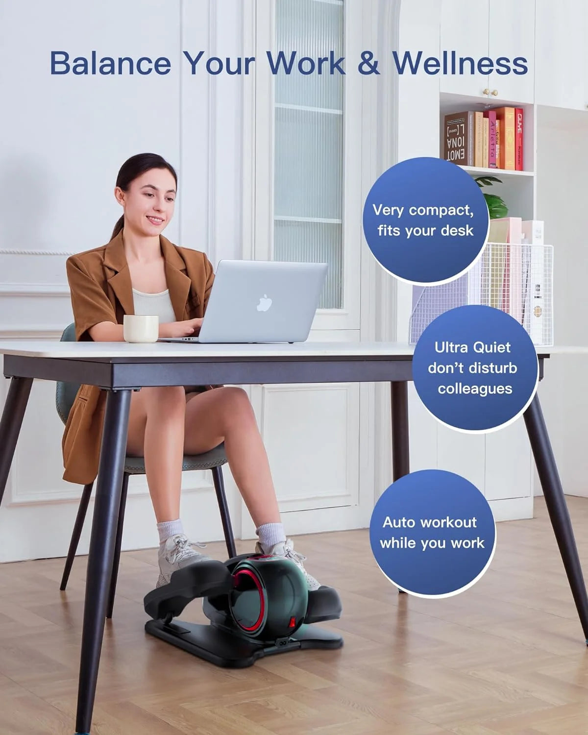 Under Desk Elliptical with Remote Control & Non-Slip Pedals J510880