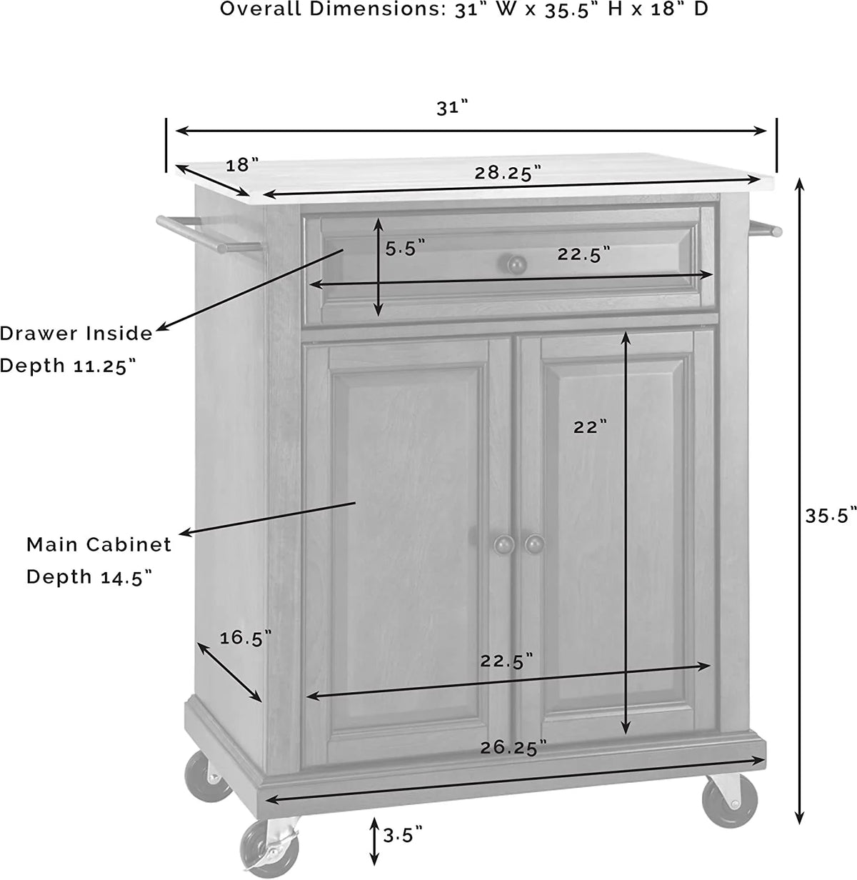 Compact Kitchen Island with Natural Wood Top X49938