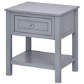Accent End Table with Gray Tabletop, Storage Drawer, and Bottom Shelf O399