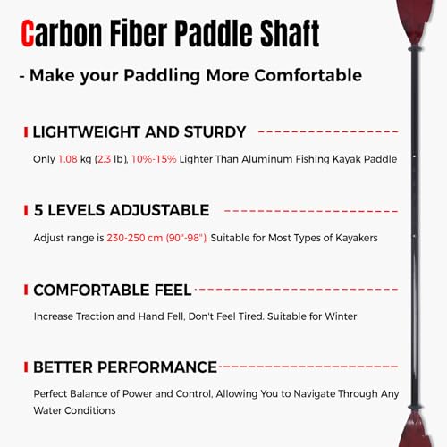Carbon Fiber Shaft Plastic Blade Adjustable Kayak Paddles L649497
