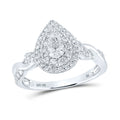 10kt White Gold Pear Diamond Halo Engagement Ring 1 Cttw S88654