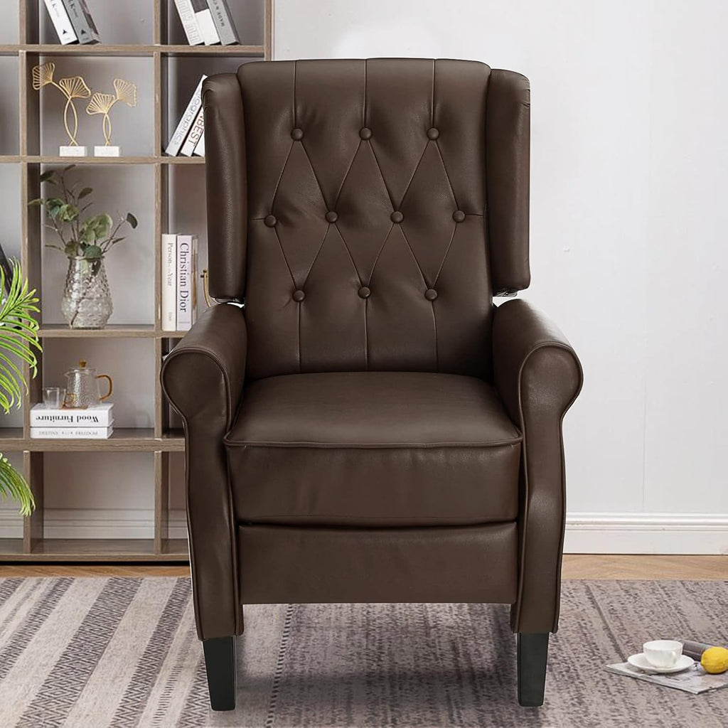 Black Leather Push Back Recliner W682