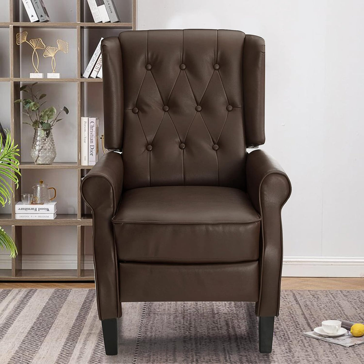 Black Leather Push Back Recliner W682