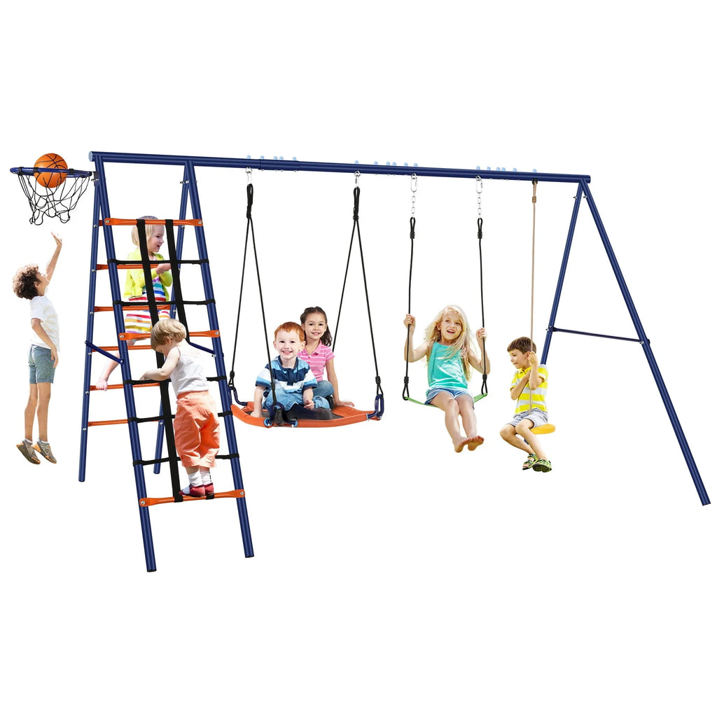 6-in-1 Heavy Duty A-Frame Outdoor Swing Set A8942