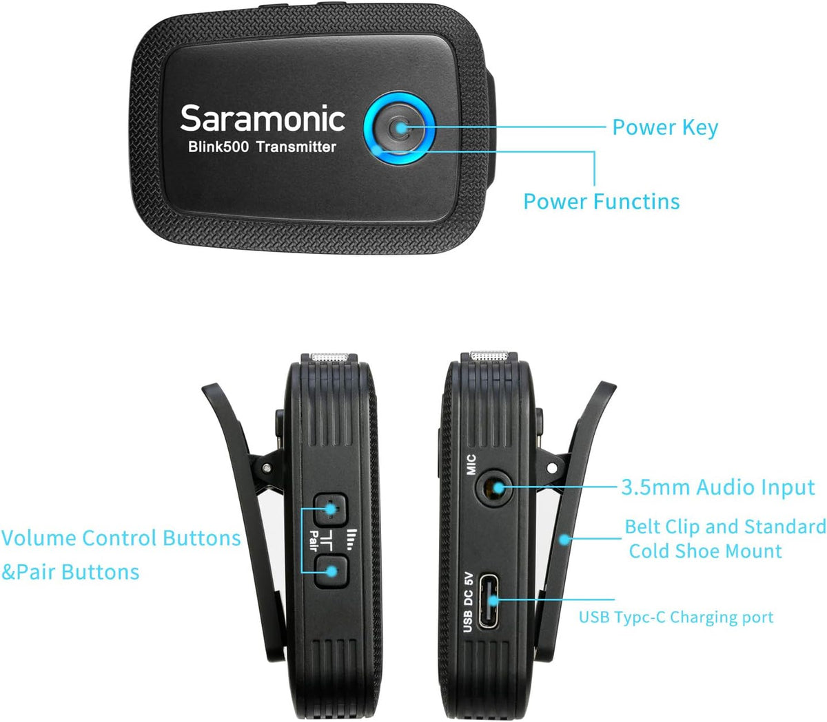 2.4GHz Wireless Lavalier Microphone System with USB-C Receiver L246372