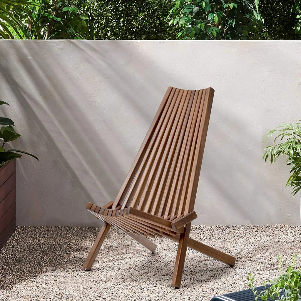 Natural Folding Acacia Wood Lounge Chair G6970