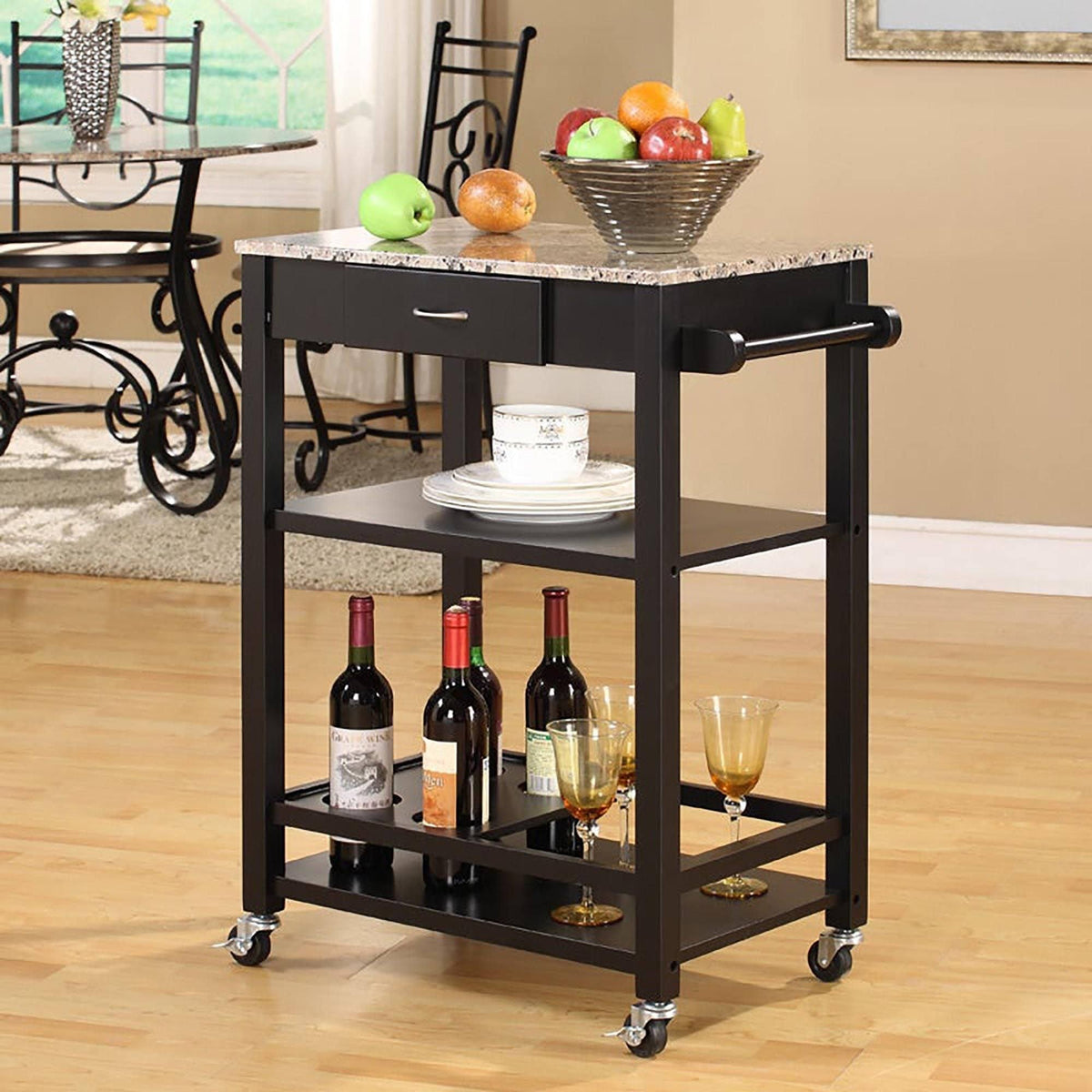 Marbled Kitchen Buffet Serving Cart A679
