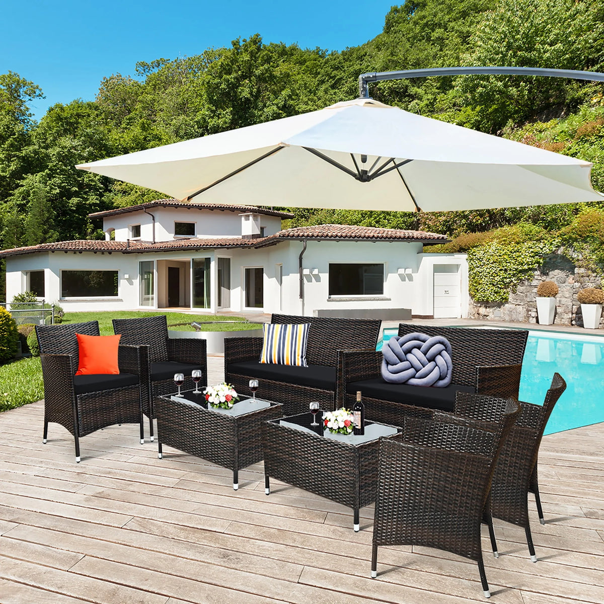8 Pcs Cushioned Patio Furniture Set S8470