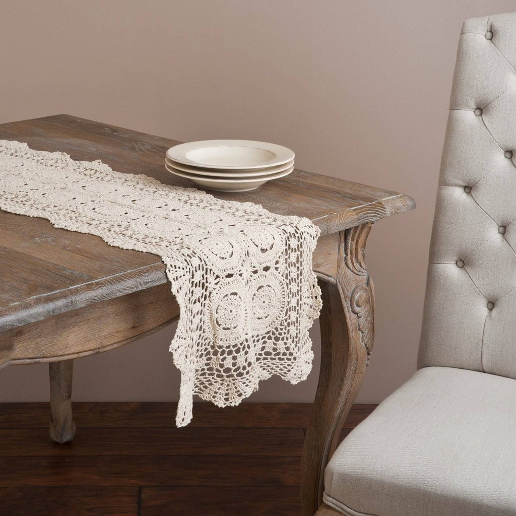 Handmade Crochet Lace Table Linens Grey E649441