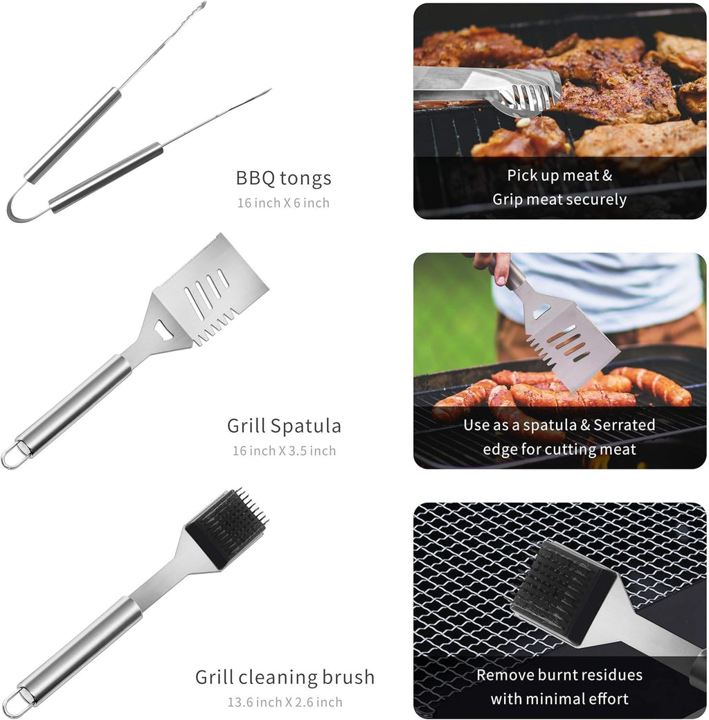 32 PCS BBQ Grill Tool Set with Thermometer in Heavy Duty Aluminum Case N872