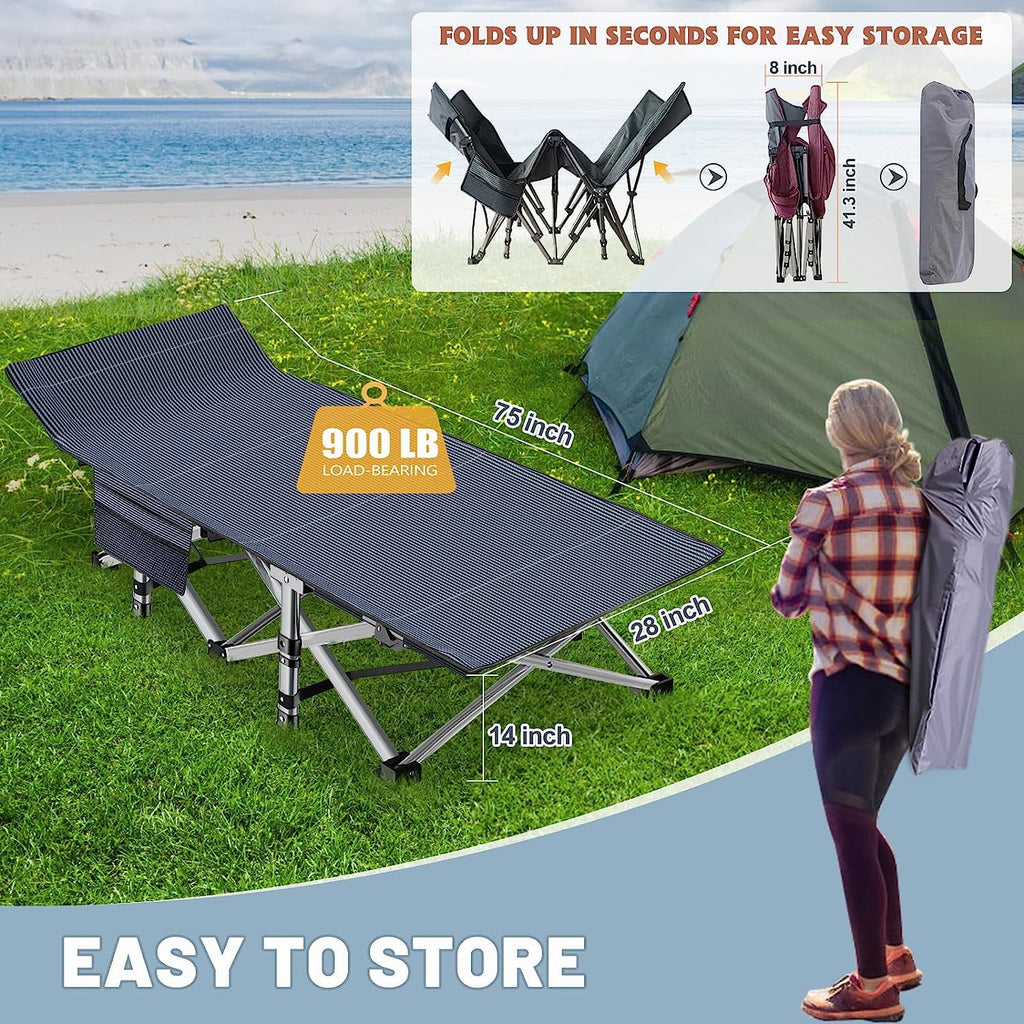 Folding Camping Cot with Mattress & Carry Bag P66701