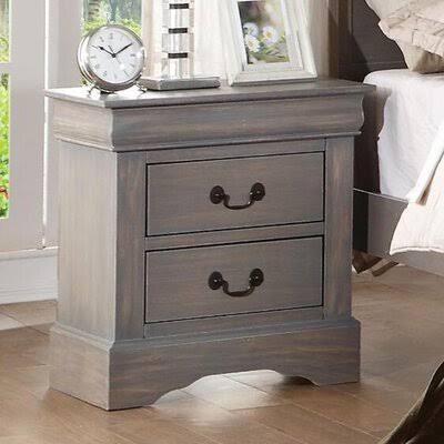 Antique Gray 2 Drawer Nightstand E1027